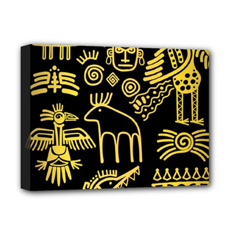 Golden-indian-traditional-signs-symbols Deluxe Canvas 16  X 12  (stretched)  by Salman4z