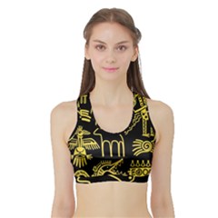 Golden-indian-traditional-signs-symbols Sports Bra With Border by Salman4z