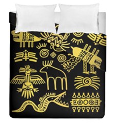 Golden-indian-traditional-signs-symbols Duvet Cover Double Side (queen Size) by Salman4z