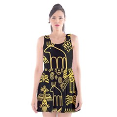 Golden-indian-traditional-signs-symbols Scoop Neck Skater Dress by Salman4z