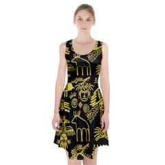 Golden-indian-traditional-signs-symbols Racerback Midi Dress by Salman4z