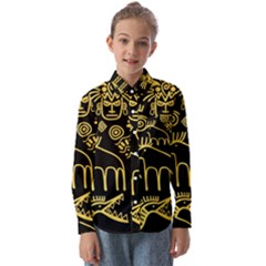 Golden-indian-traditional-signs-symbols Kids  Long Sleeve Shirt by Salman4z