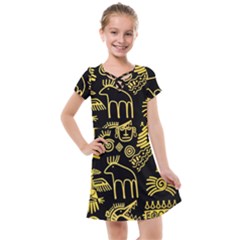 Golden-indian-traditional-signs-symbols Kids  Cross Web Dress