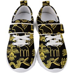 Golden-indian-traditional-signs-symbols Kids  Velcro Strap Shoes by Salman4z