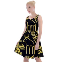 Golden-indian-traditional-signs-symbols Knee Length Skater Dress by Salman4z