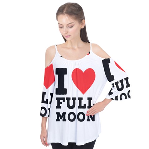 I Love Full Moon Flutter Sleeve Tee  by ilovewhateva