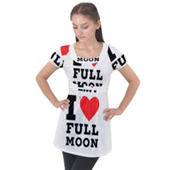 I Love Full Moon Puff Sleeve Tunic Top by ilovewhateva