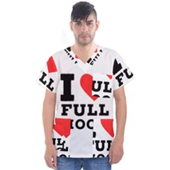 I Love Full Moon Men s V-neck Scrub Top