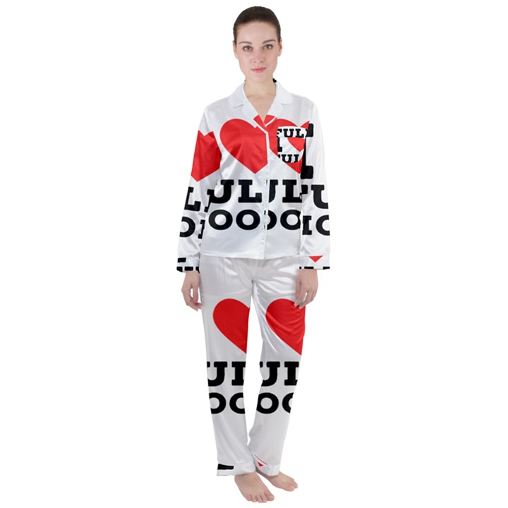 I love full moon Women s Long Sleeve Satin Pajamas Set	