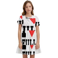 I Love Full Moon Kids  Puff Sleeved Dress by ilovewhateva