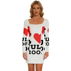 I Love Full Moon Long Sleeve Square Neck Bodycon Velvet Dress by ilovewhateva