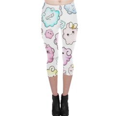 Cute-doodle-cartoon-seamless-pattern Capri Leggings  by Salman4z