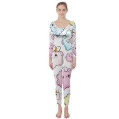 Cute-doodle-cartoon-seamless-pattern Long Sleeve Catsuit by Salman4z