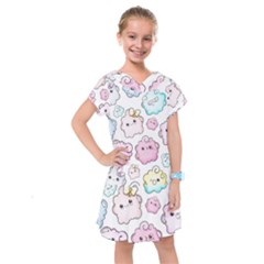 Cute-doodle-cartoon-seamless-pattern Kids  Drop Waist Dress by Salman4z