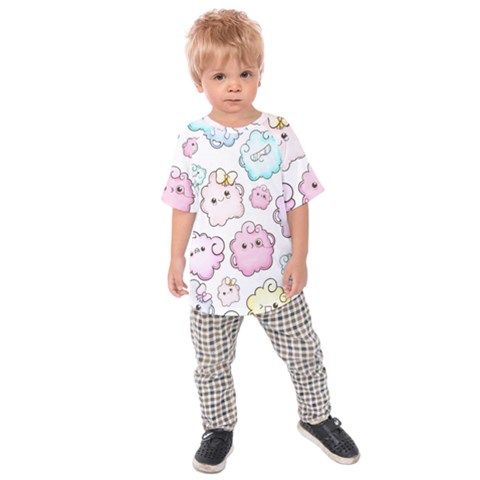 Cute-doodle-cartoon-seamless-pattern Kids  Raglan Tee by Salman4z