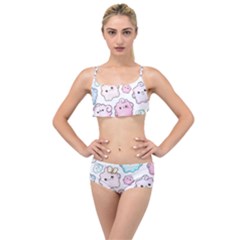 Cute-doodle-cartoon-seamless-pattern Layered Top Bikini Set by Salman4z