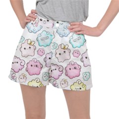 Cute-doodle-cartoon-seamless-pattern Women s Ripstop Shorts by Salman4z