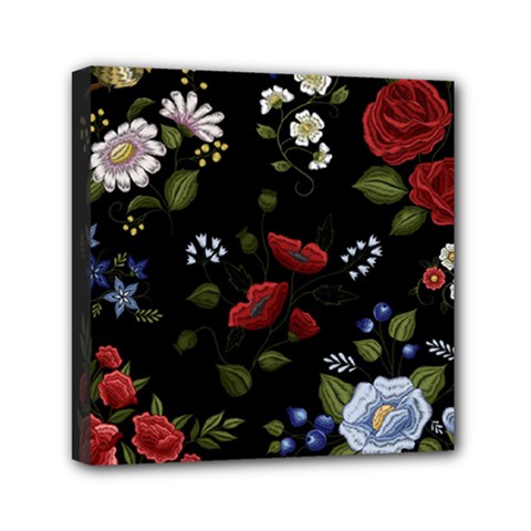 Floral-folk-fashion-ornamental-embroidery-pattern Mini Canvas 6  X 6  (stretched) by Salman4z