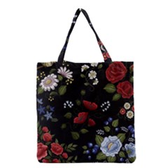 Floral-folk-fashion-ornamental-embroidery-pattern Grocery Tote Bag by Salman4z