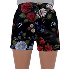 Floral-folk-fashion-ornamental-embroidery-pattern Sleepwear Shorts by Salman4z