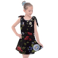 Floral-folk-fashion-ornamental-embroidery-pattern Kids  Tie Up Tunic Dress by Salman4z