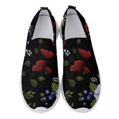 Floral-folk-fashion-ornamental-embroidery-pattern Women s Slip On Sneakers by Salman4z