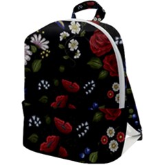 Floral-folk-fashion-ornamental-embroidery-pattern Zip Up Backpack by Salman4z