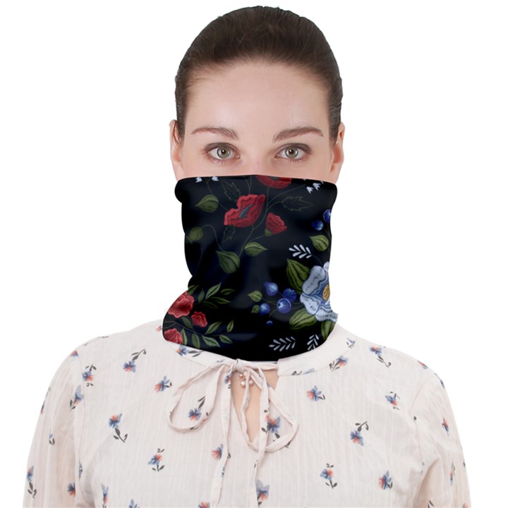 Floral-folk-fashion-ornamental-embroidery-pattern Face Covering Bandana (Adult)