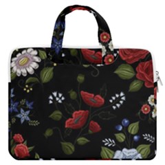 Floral-folk-fashion-ornamental-embroidery-pattern Macbook Pro 13  Double Pocket Laptop Bag by Salman4z