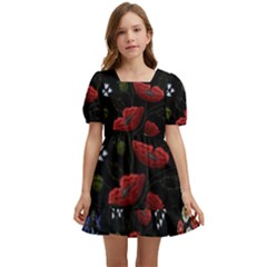 Floral-folk-fashion-ornamental-embroidery-pattern Kids  Short Sleeve Dolly Dress by Salman4z