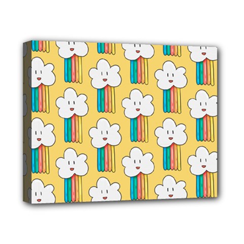 Smile-cloud-rainbow-pattern-yellow Canvas 10  X 8  (stretched) by Salman4z