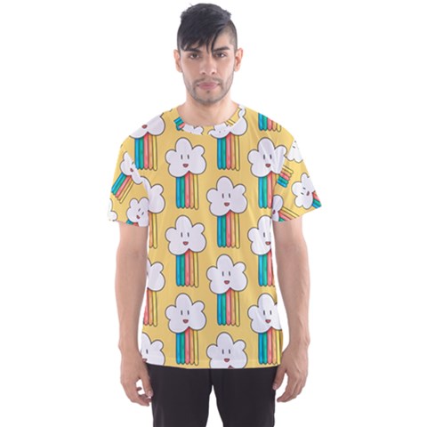 Smile-cloud-rainbow-pattern-yellow Men s Sport Mesh Tee by Salman4z