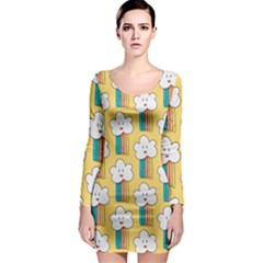 Smile-cloud-rainbow-pattern-yellow Long Sleeve Bodycon Dress by Salman4z