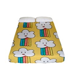 Smile-cloud-rainbow-pattern-yellow Fitted Sheet (full/ Double Size) by Salman4z