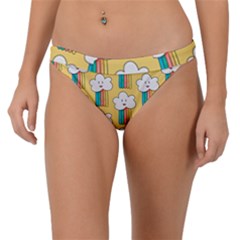 Smile-cloud-rainbow-pattern-yellow Band Bikini Bottoms