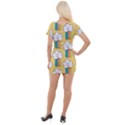 Smile-cloud-rainbow-pattern-yellow Short Sleeve Asymmetric Mini Dress View2