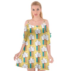 Smile-cloud-rainbow-pattern-yellow Cutout Spaghetti Strap Chiffon Dress by Salman4z