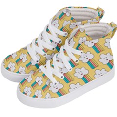 Smile-cloud-rainbow-pattern-yellow Kids  Hi-top Skate Sneakers by Salman4z