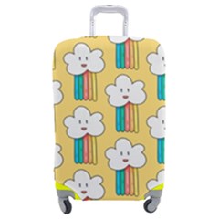 Smile-cloud-rainbow-pattern-yellow Luggage Cover (medium) by Salman4z