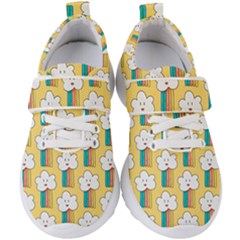 Smile-cloud-rainbow-pattern-yellow Kids  Velcro Strap Shoes by Salman4z