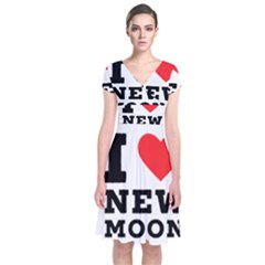 I Love New Moon Short Sleeve Front Wrap Dress by ilovewhateva