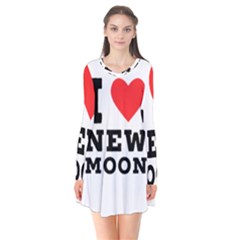 I Love New Moon Long Sleeve V-neck Flare Dress by ilovewhateva