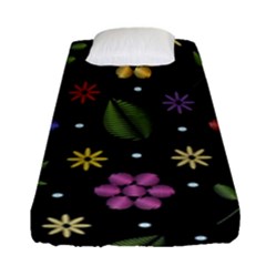 Embroidery-seamless-pattern-with-flowers Fitted Sheet (single Size)