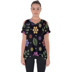 Embroidery-seamless-pattern-with-flowers Cut Out Side Drop Tee by Salman4z