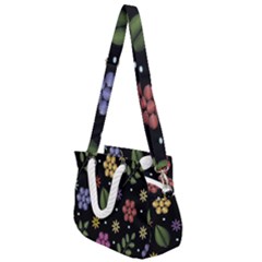 Embroidery-seamless-pattern-with-flowers Rope Handles Shoulder Strap Bag by Salman4z