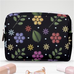 Embroidery-seamless-pattern-with-flowers Make Up Pouch (medium) by Salman4z