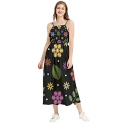 Embroidery-seamless-pattern-with-flowers Boho Sleeveless Summer Dress