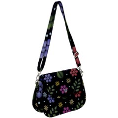 Embroidery-seamless-pattern-with-flowers Saddle Handbag by Salman4z