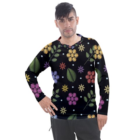 Embroidery-seamless-pattern-with-flowers Men s Pique Long Sleeve Tee by Salman4z