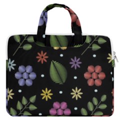 Embroidery-seamless-pattern-with-flowers Macbook Pro 13  Double Pocket Laptop Bag